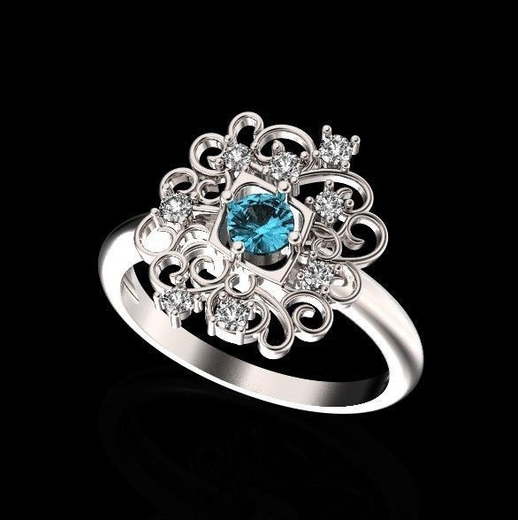 elegant set earrings and ring with ornament pattern 474 3D Model Collection_48