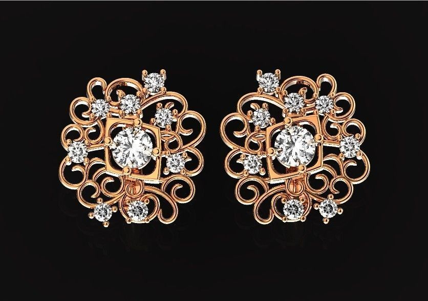 elegant set earrings and ring with ornament pattern 474 3D Model Collection_39