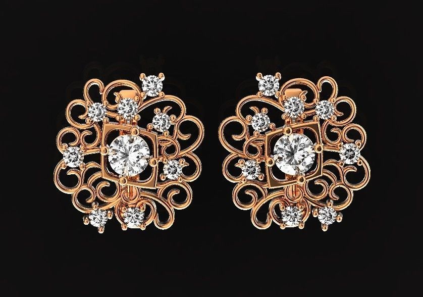 elegant set earrings and ring with ornament pattern 474 3D Model Collection_32