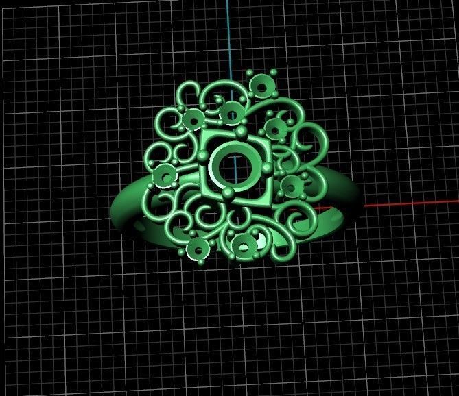 elegant set earrings and ring with ornament pattern 474 3D Model Collection_14