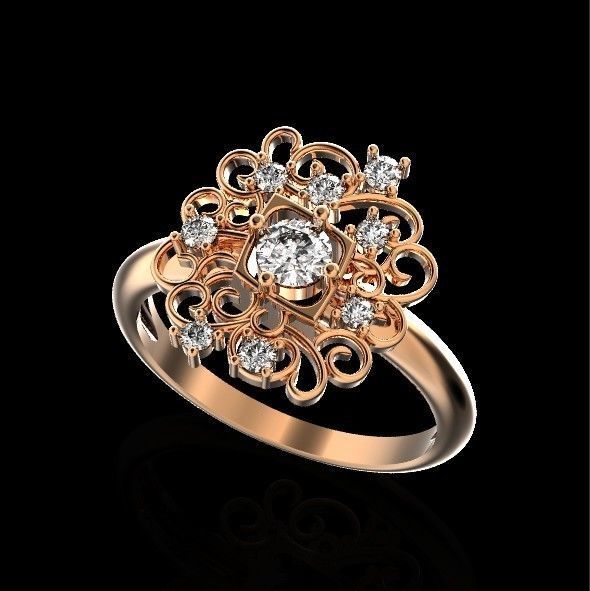 elegant set earrings and ring with ornament pattern 474 3D Model Collection_20