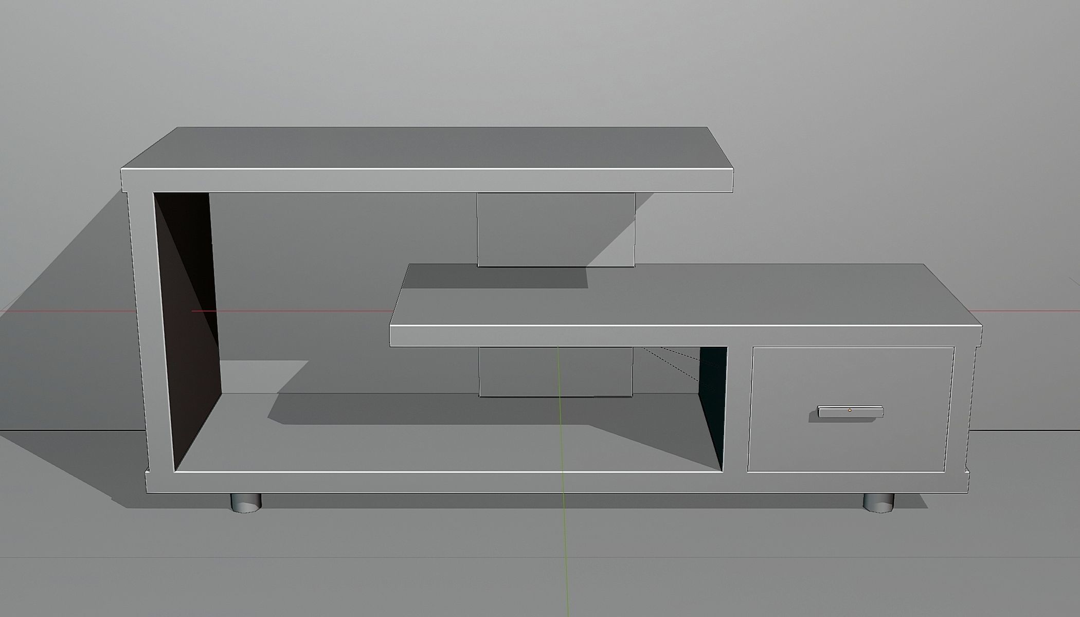 Wooden stand for multimedia 2 Low-poly 3D model_4