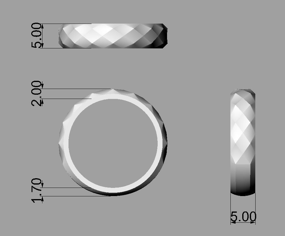 Faceted Ring 3D print model_3
