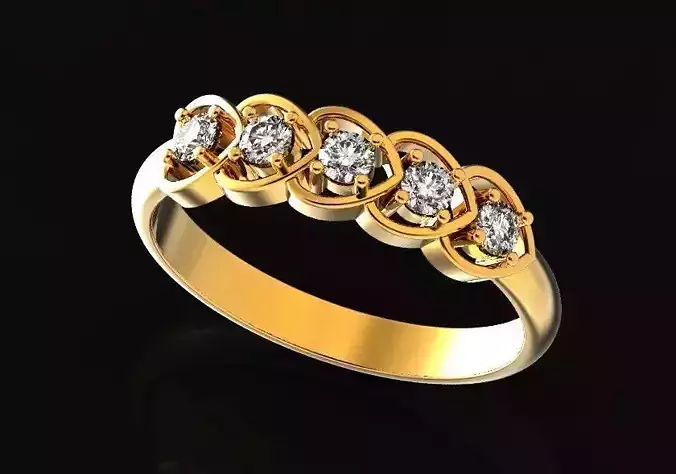 wedding ring with hearts and stones 483