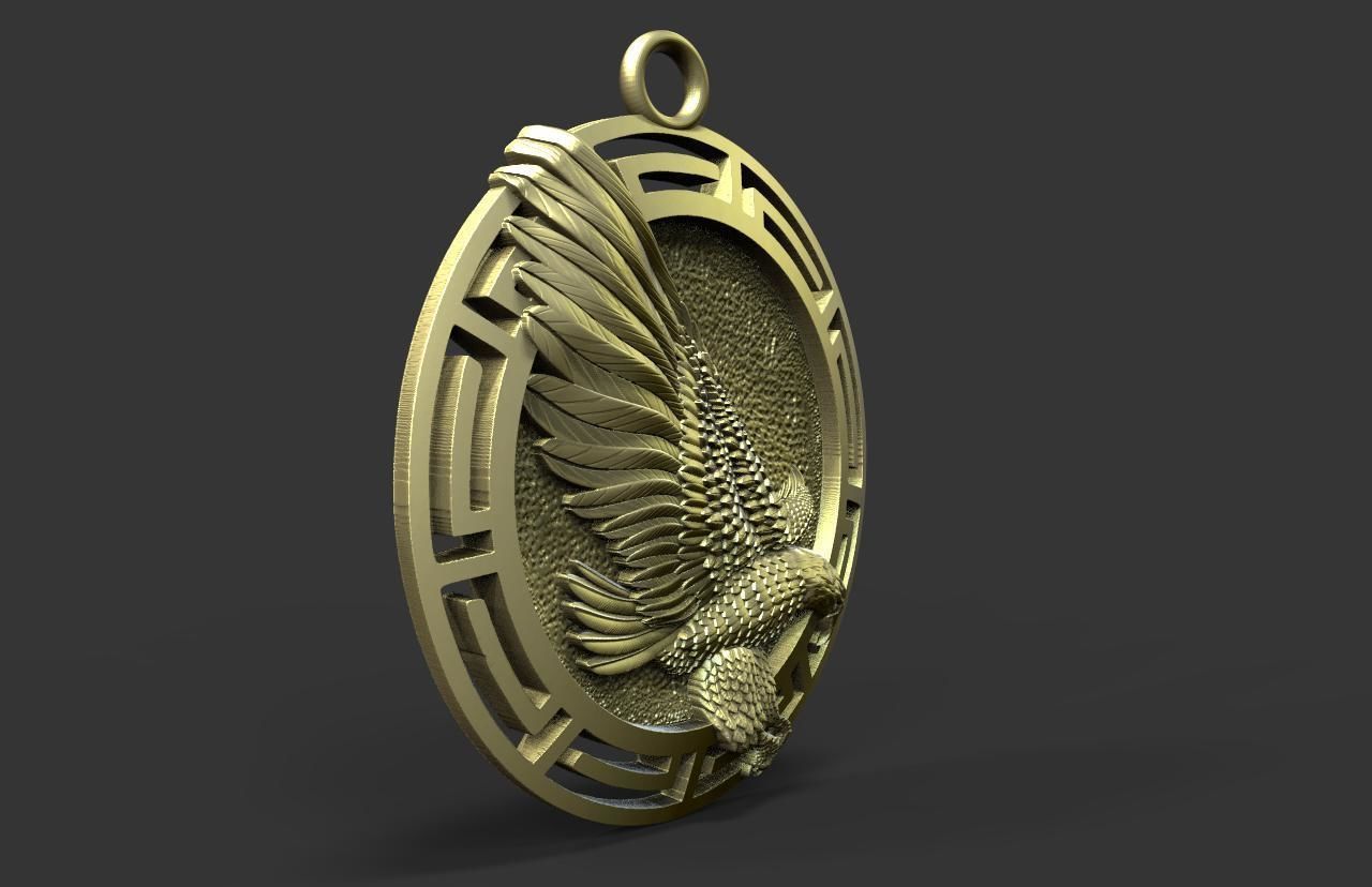Eagle pendant  3D print model_2
