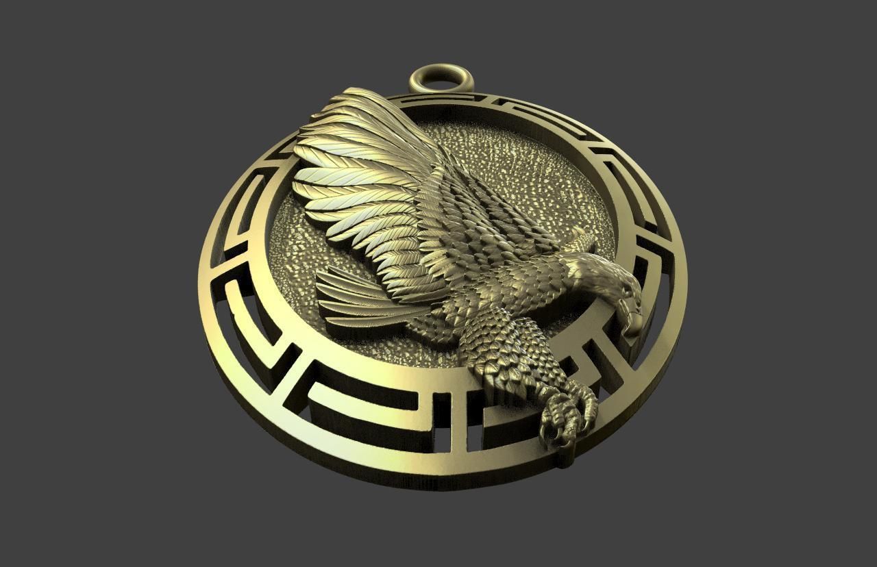 Eagle pendant  3D print model_3