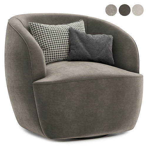 Gwyneth Ivory Boucle Chair 3D model 2