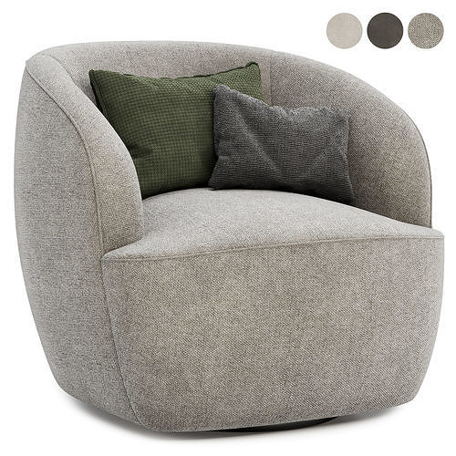 Gwyneth Ivory Boucle Chair 3D model 3