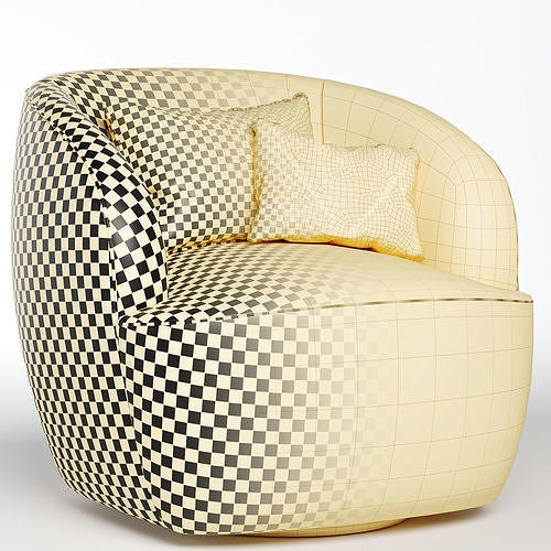Gwyneth Ivory Boucle Chair 3D model 7