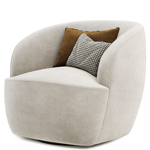 Gwyneth Ivory Boucle Chair 3D model 4