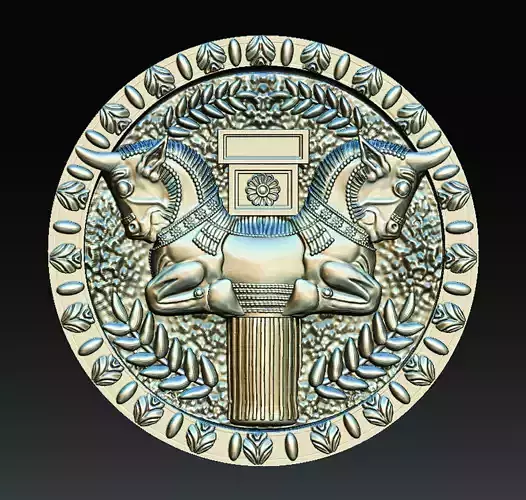 Perspolis egyptian medallion with laurel leaves
