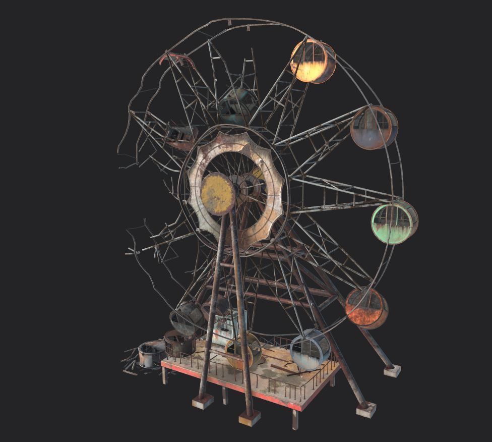 Destroyed Ferris Wheel 3D model_13