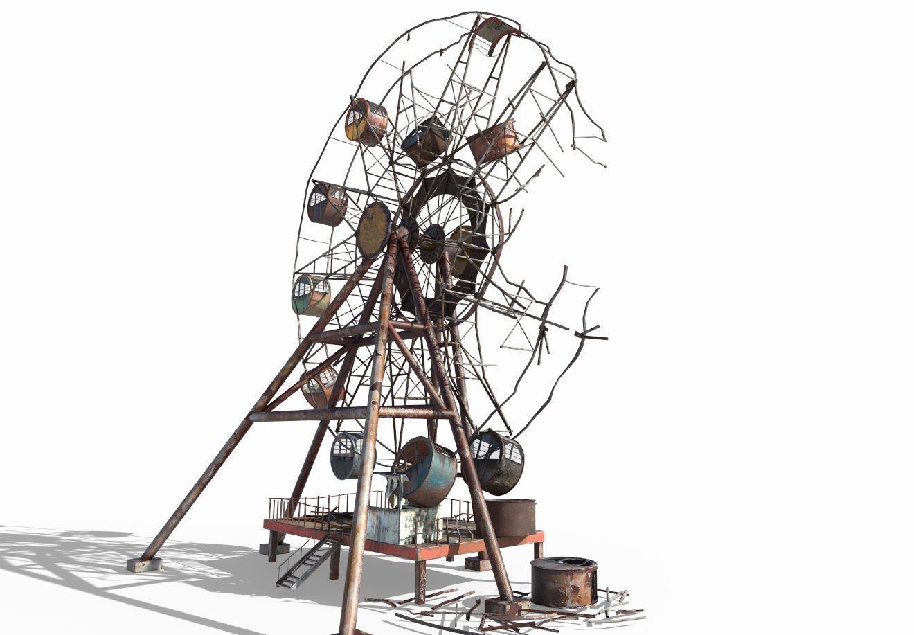 Destroyed Ferris Wheel 3D model_2