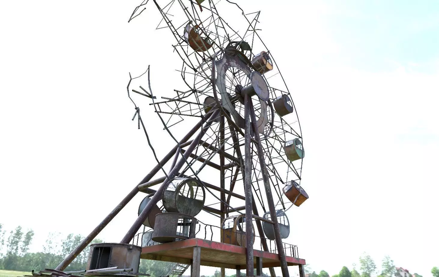 Destroyed Ferris Wheel 3D model_0