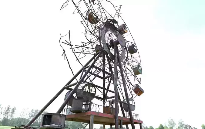 Destroyed Ferris Wheel 3D model