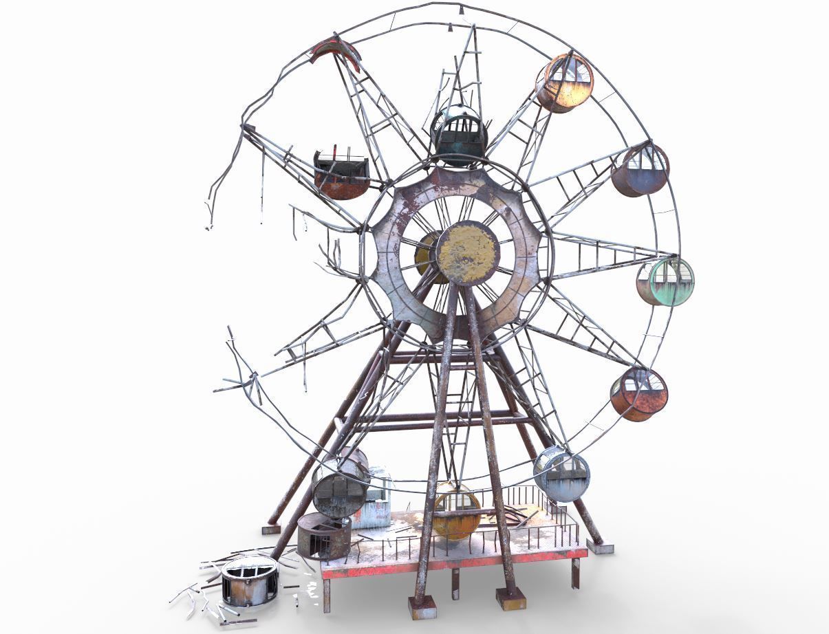 Destroyed Ferris Wheel 3D model_5