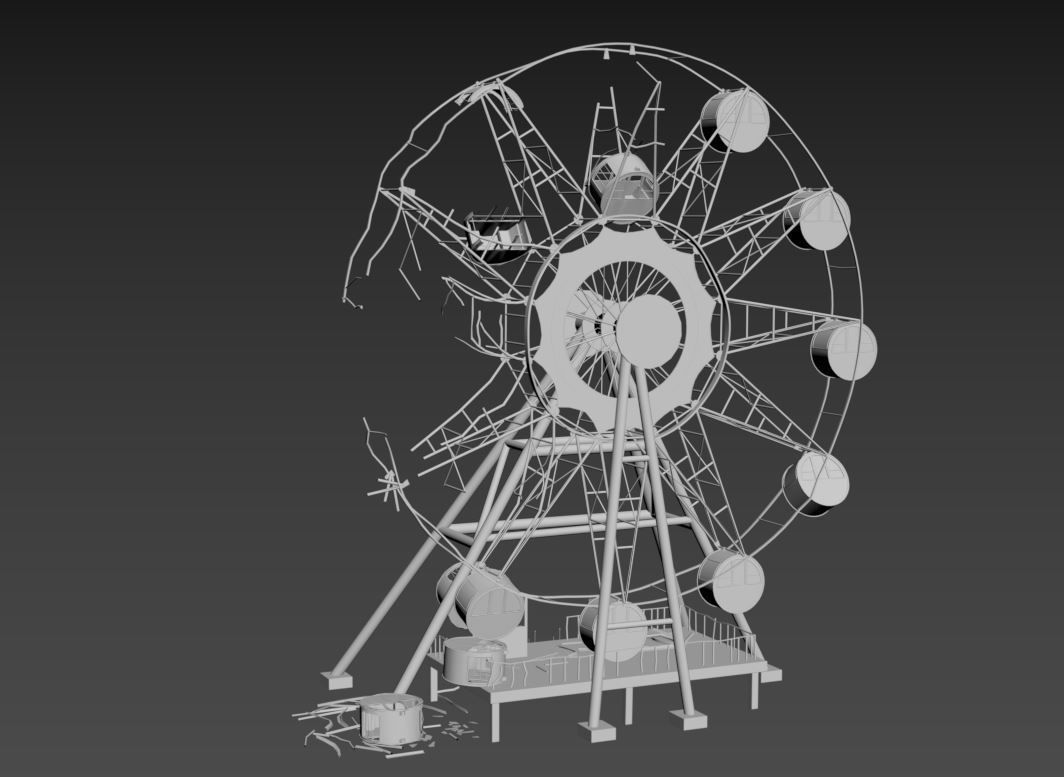 Destroyed Ferris Wheel 3D model_16
