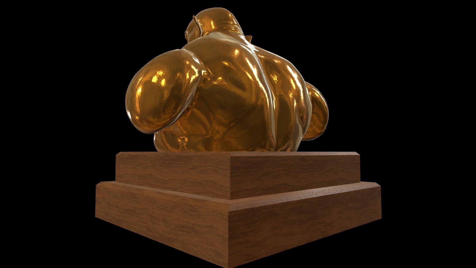 StatueOgre golden statue Low-poly 3D model_3