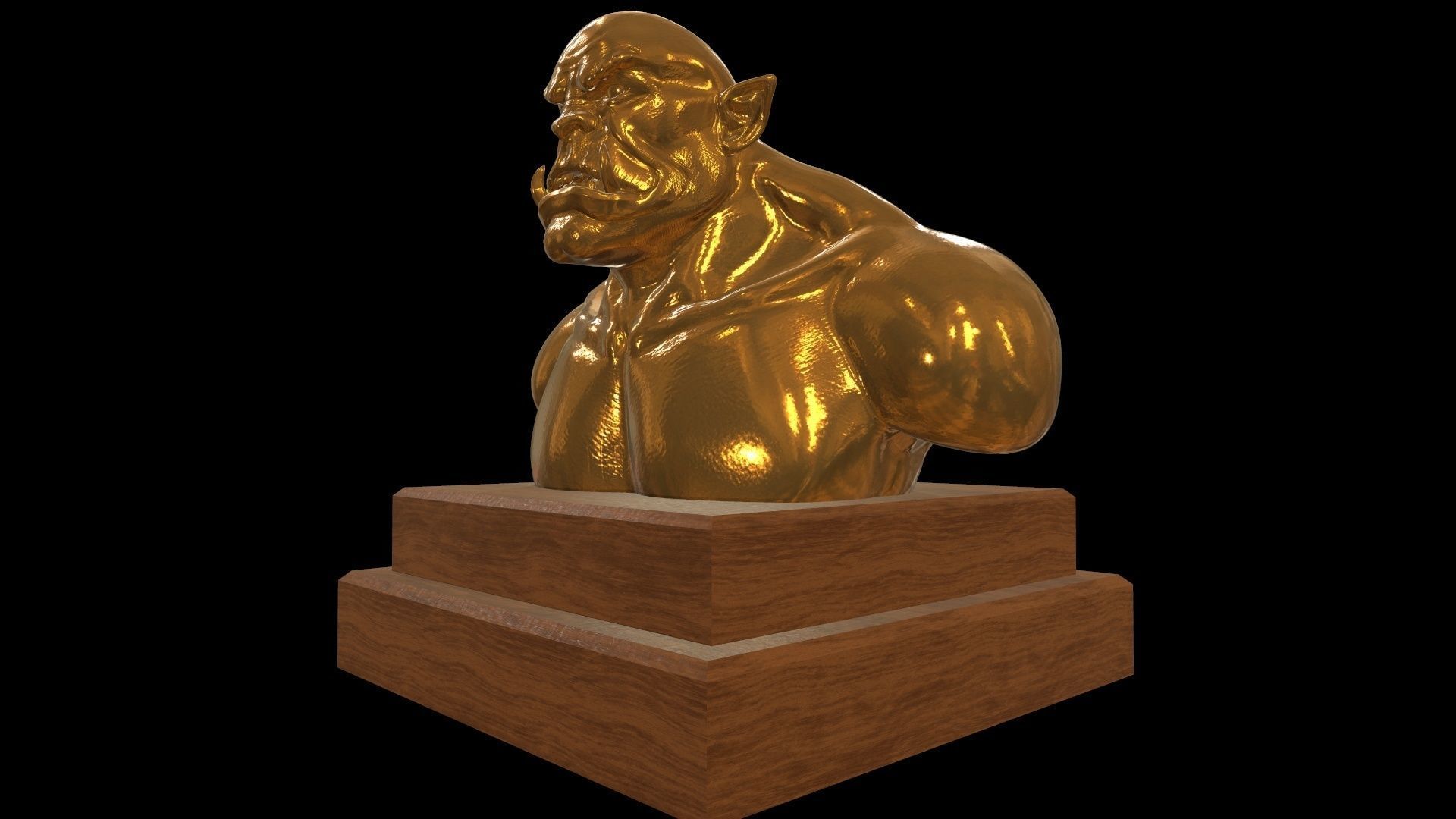 StatueOgre golden statue Low-poly 3D model_1