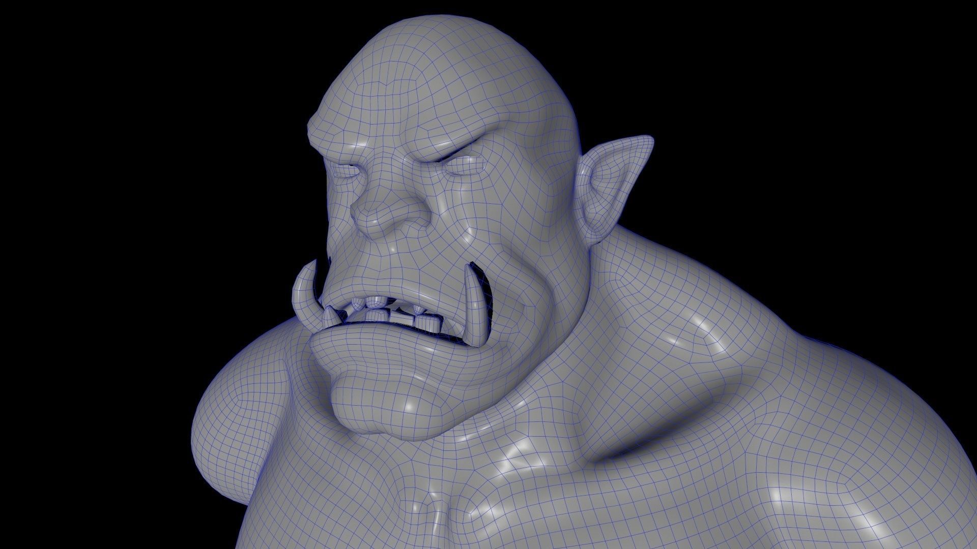 StatueOgre golden statue Low-poly 3D model_18