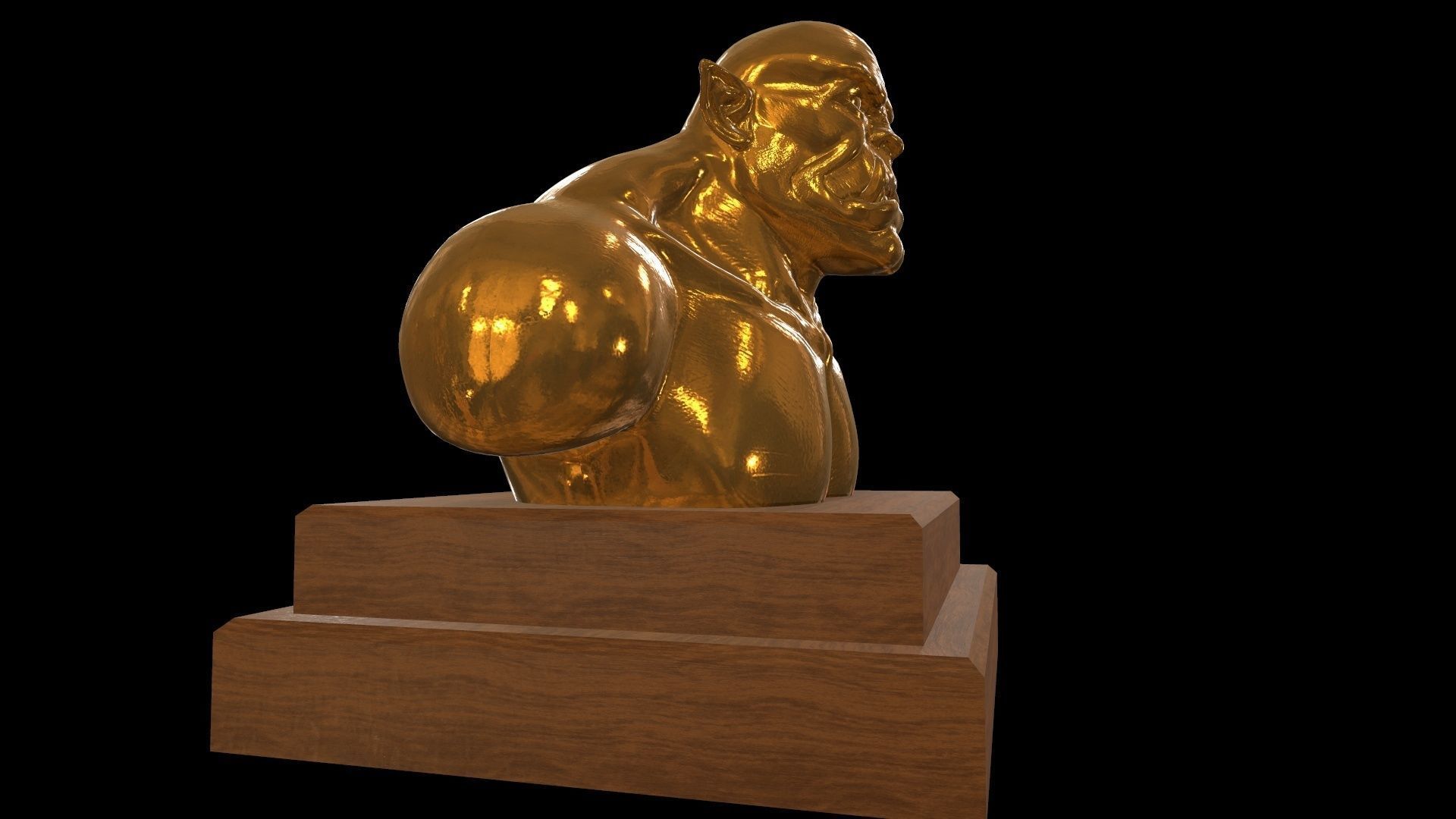 StatueOgre golden statue Low-poly 3D model_6