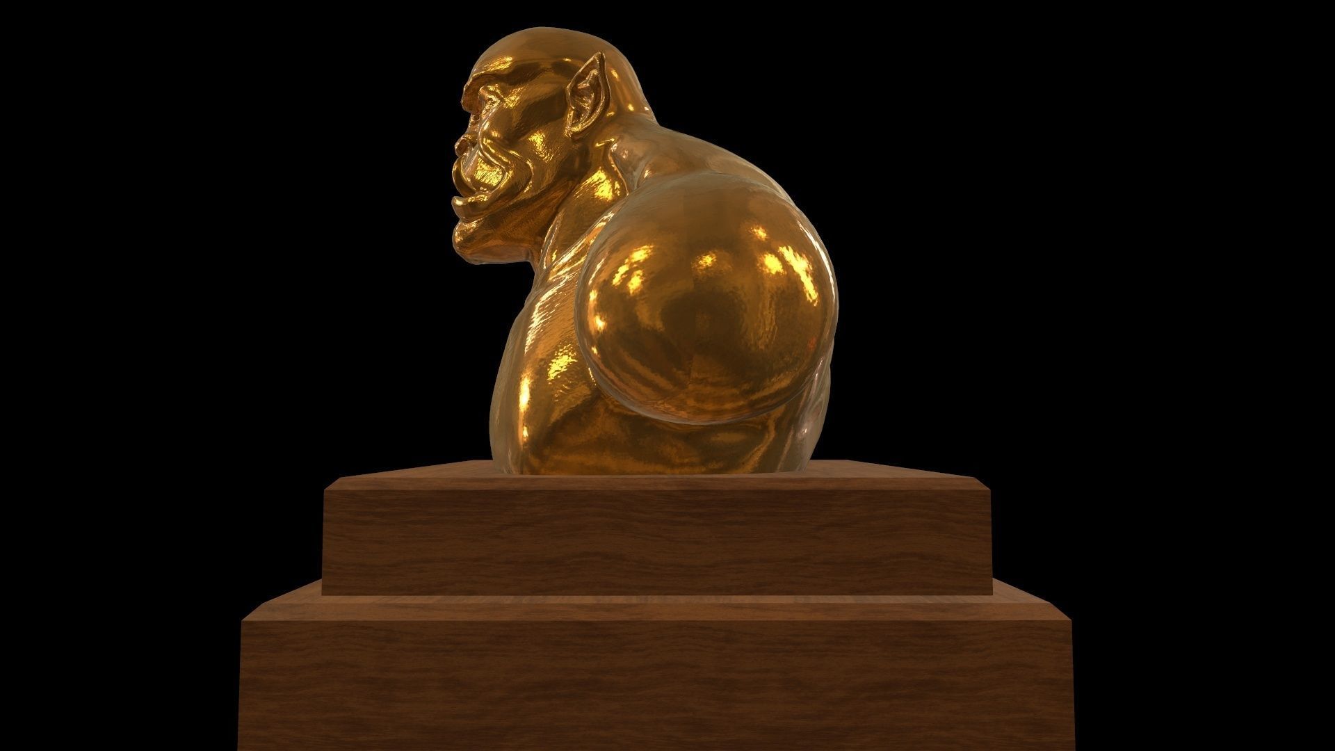 StatueOgre golden statue Low-poly 3D model_2