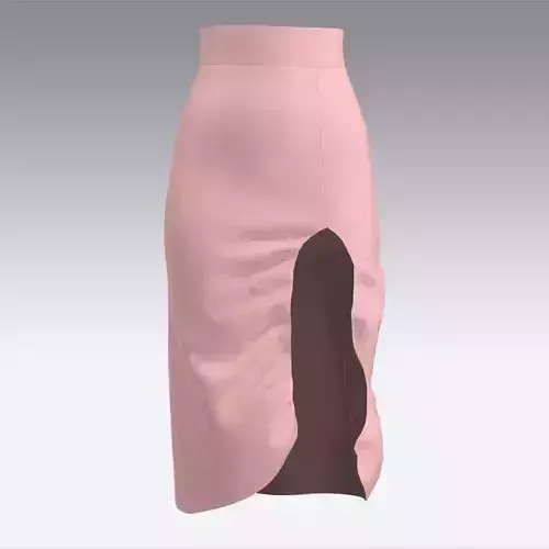 SKIRT ASYMETRIC SLIT ELASTIC LOOK 3D model