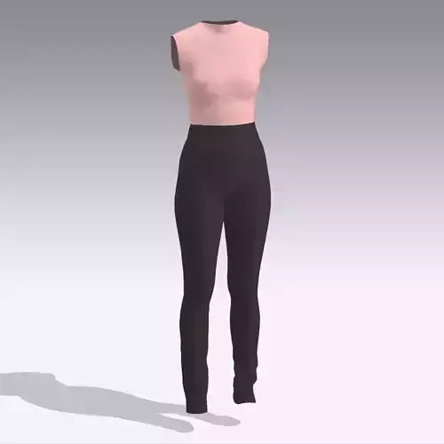 JUMPSUIT COLOR BLACK AND POWDER PINK HIGH RISE BELT