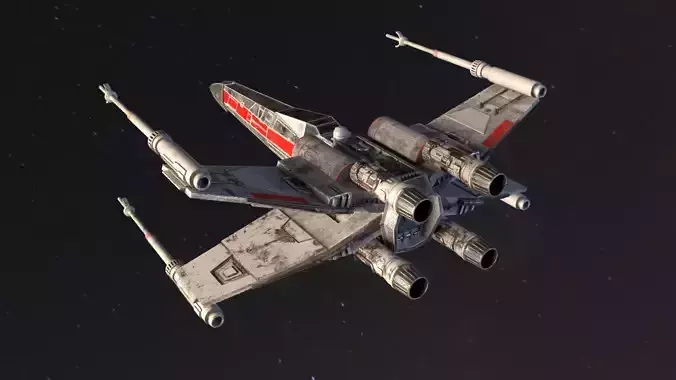 XWING-FANART star wars x - wing fighter flying in sky 3D model