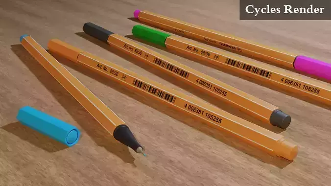Stabilo Color Pen 3D Model Free 3D model