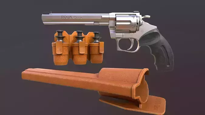 Rook Classic Revolver Nickel with Bandolier and Speedloader