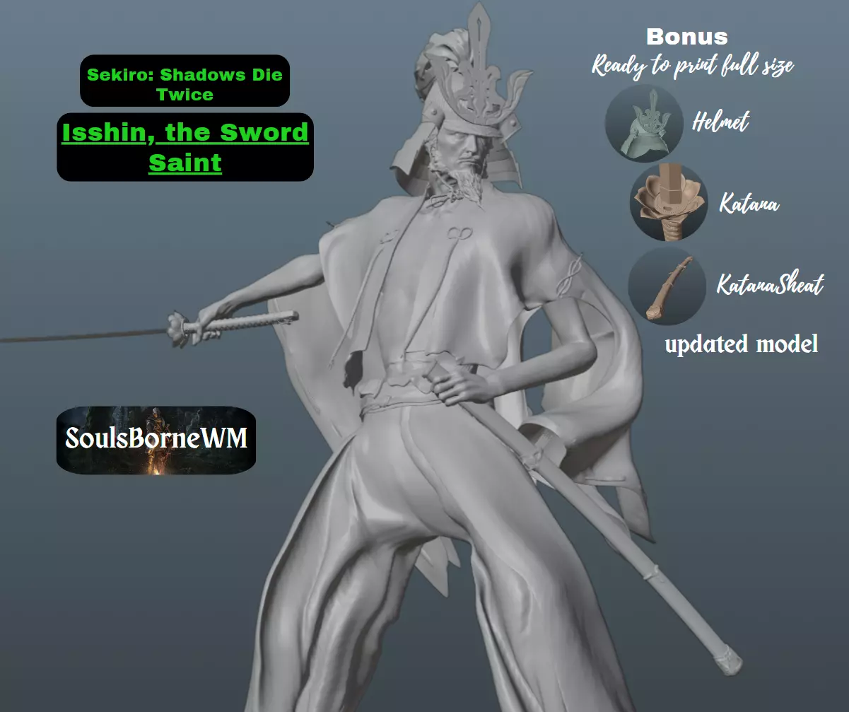 SEKIRO ISSHIN THE SWORD SAINT V3 FULLY UPDATED MODEL 3D print model_0