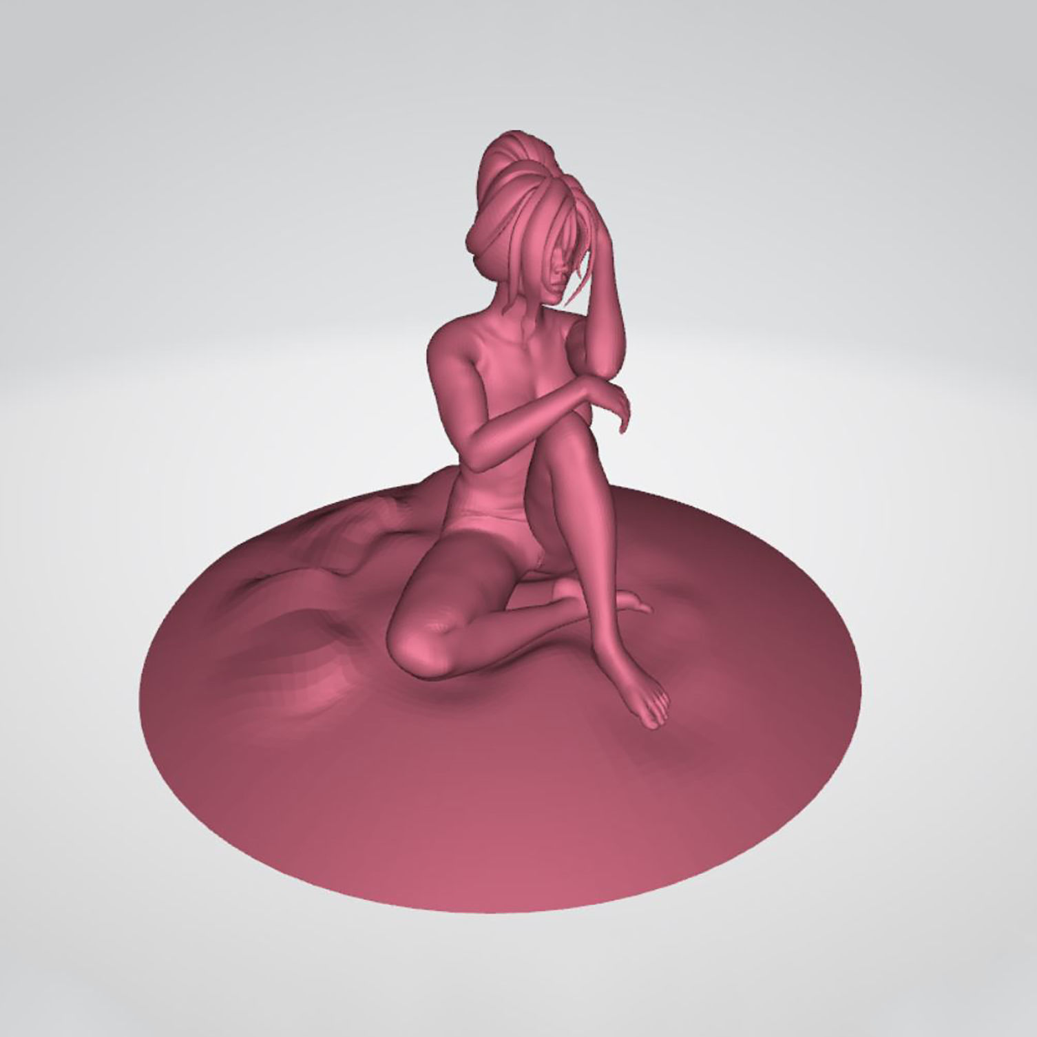 Sexy Girl Sitting on the Beach 3D model Ready to Print 3D print model_3