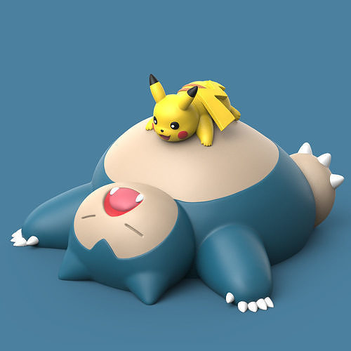 POKEMON - SNORLAX WITH PIKACHU 3D print model