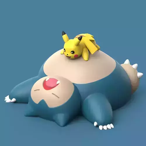 POKEMON - SNORLAX WITH PIKACHU 3D print model