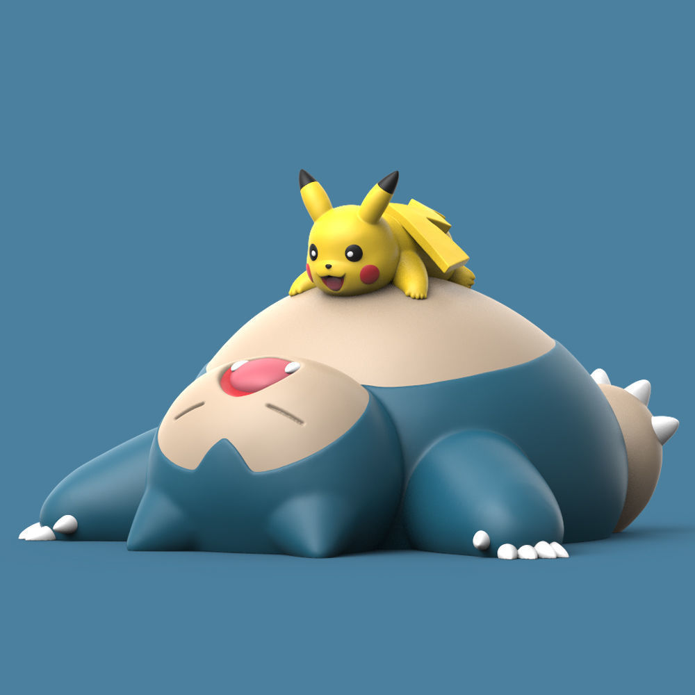 POKEMON - SNORLAX WITH PIKACHU 3D print model_1