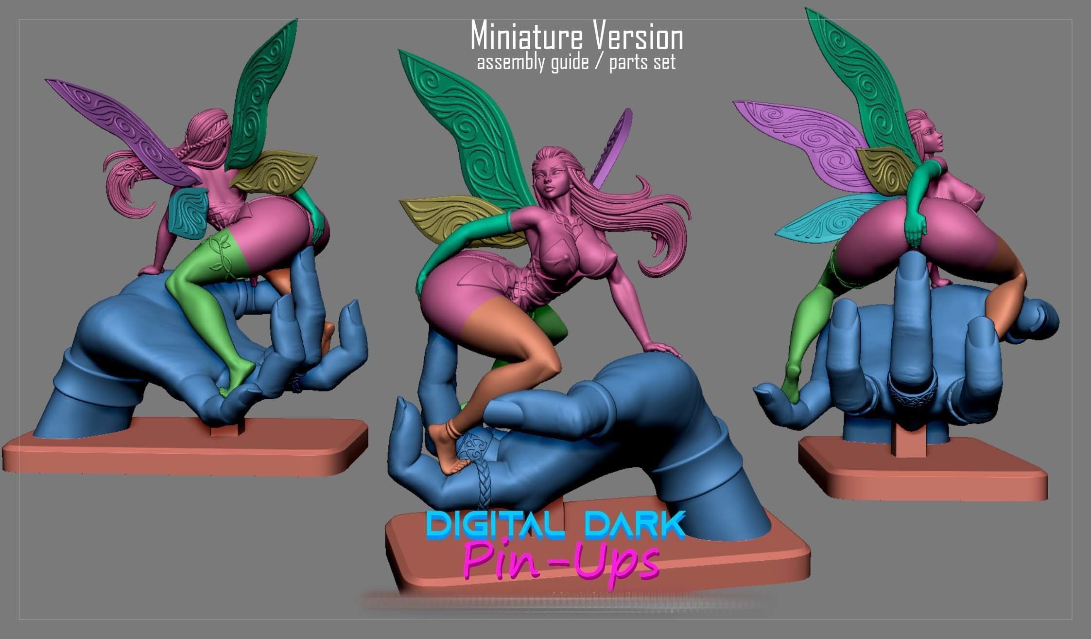 Fairy with NSFW version and Miniatures version 100mm 3D print model_18