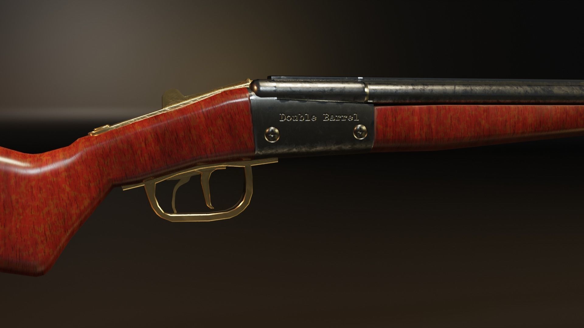 Double Barrel Low-poly 3D model_2