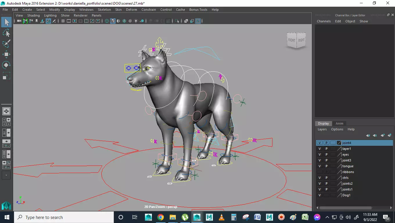 dog rig in maya Free 3D model_0