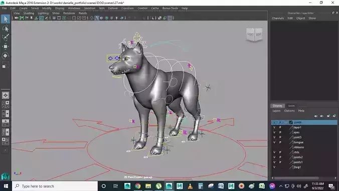 dog rig in maya Free 3D model
