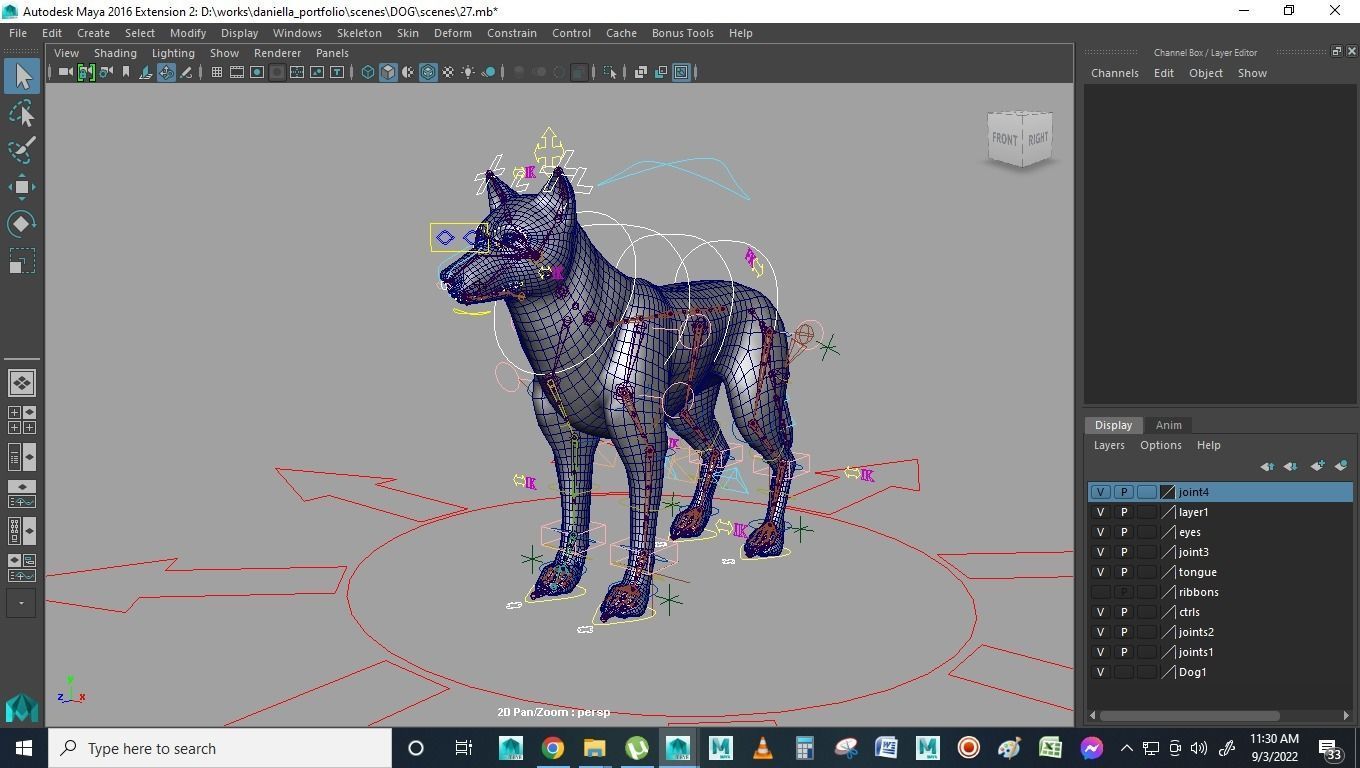 dog rig in maya Free 3D model_2