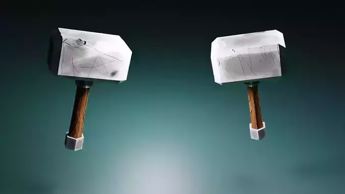 Low Poly Hammer thor Free low-poly 3D model