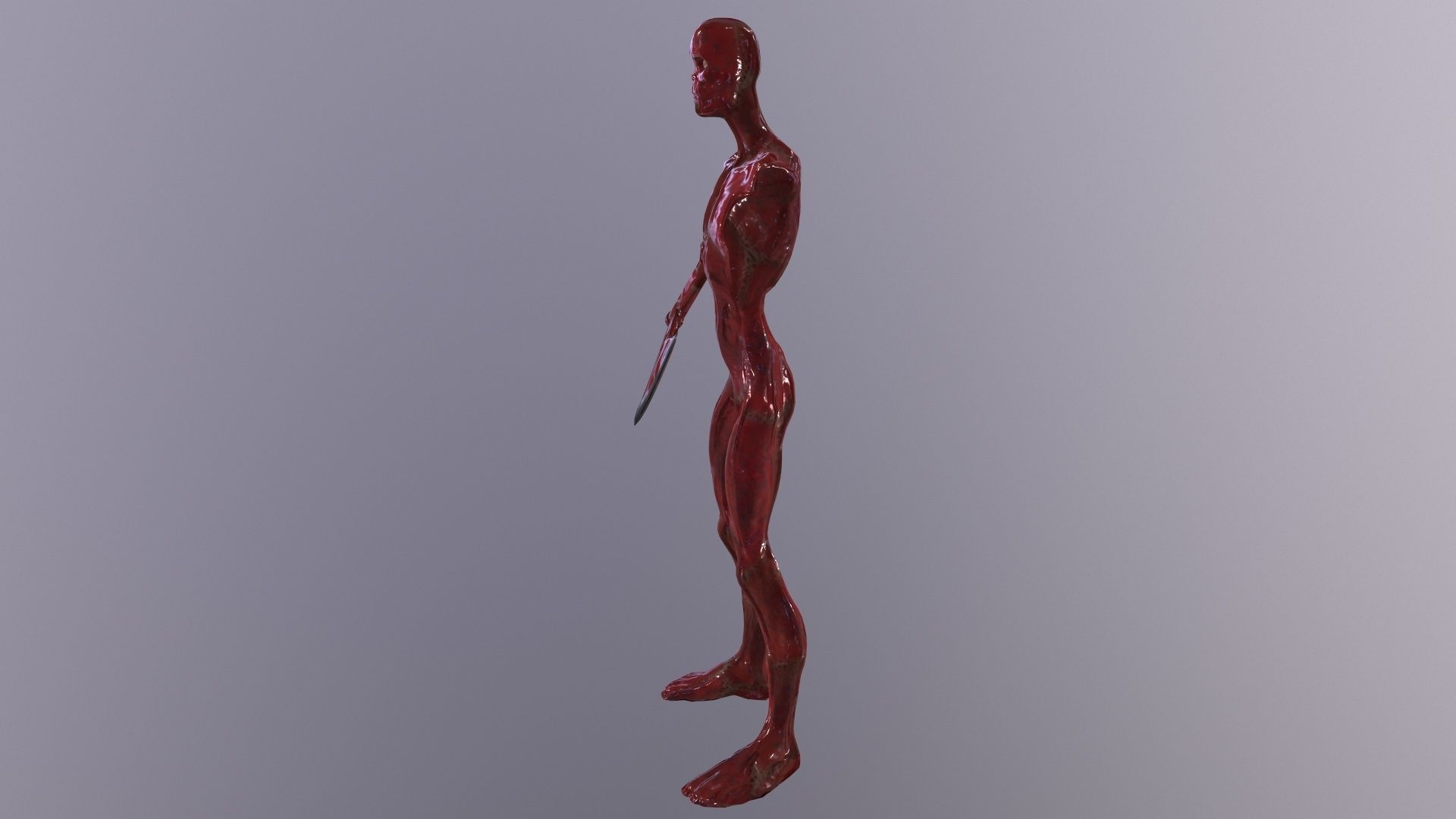 Thin Zombie With Axe Low-poly 3D model_48