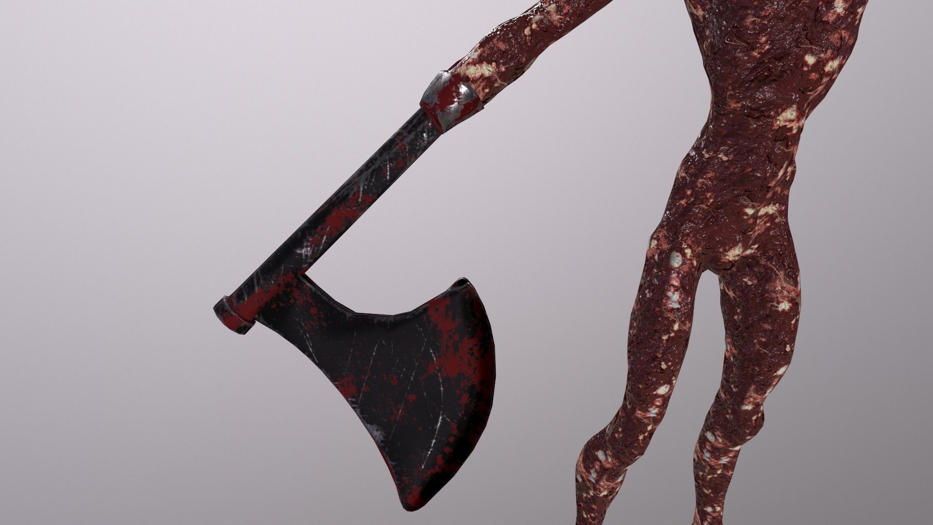 Thin Zombie With Axe Low-poly 3D model_51