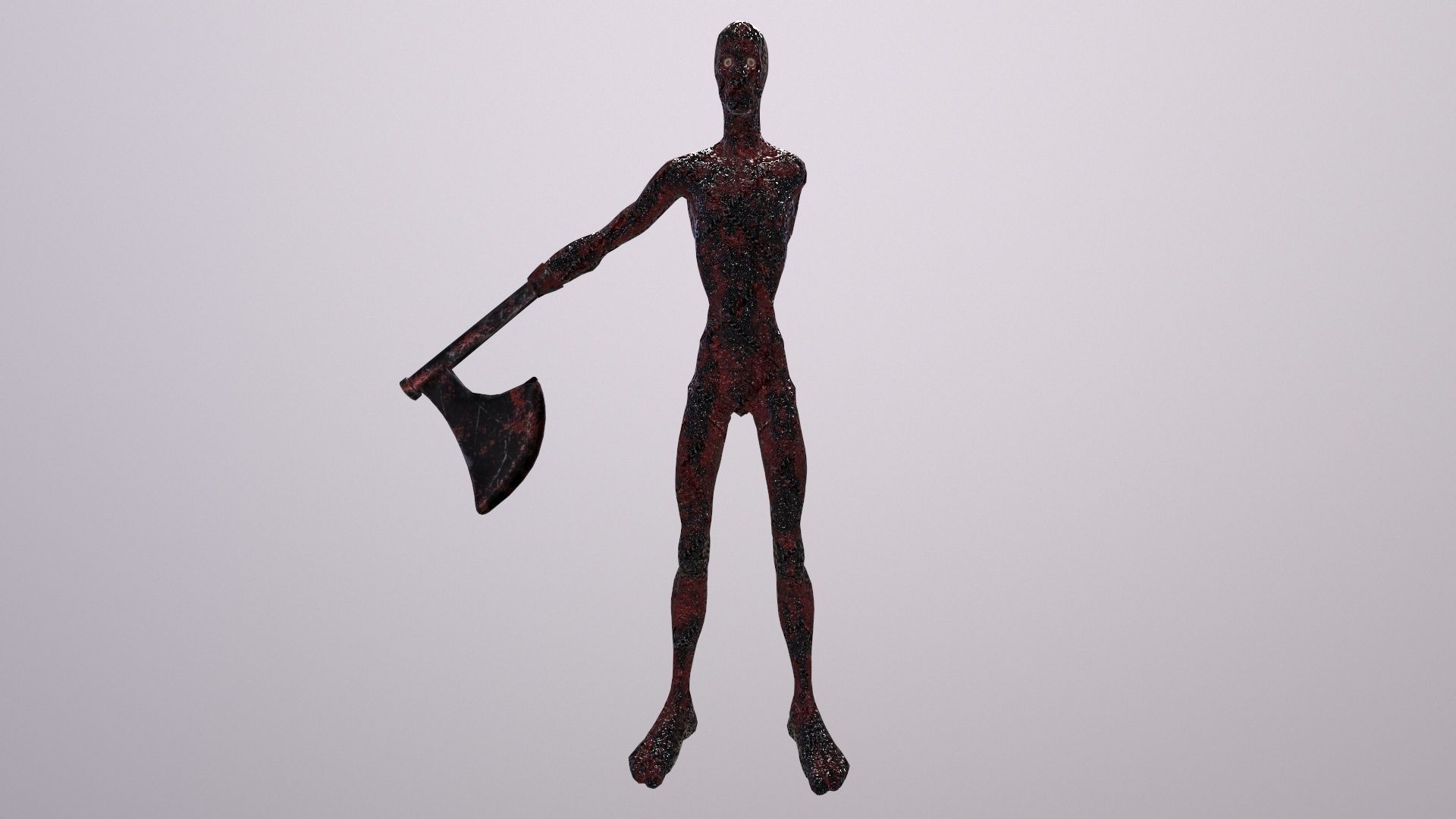 Thin Zombie With Axe Low-poly 3D model_78