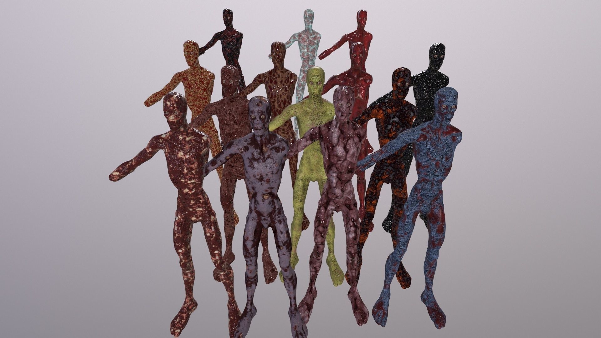 Thin Zombie With Axe Low-poly 3D model_121