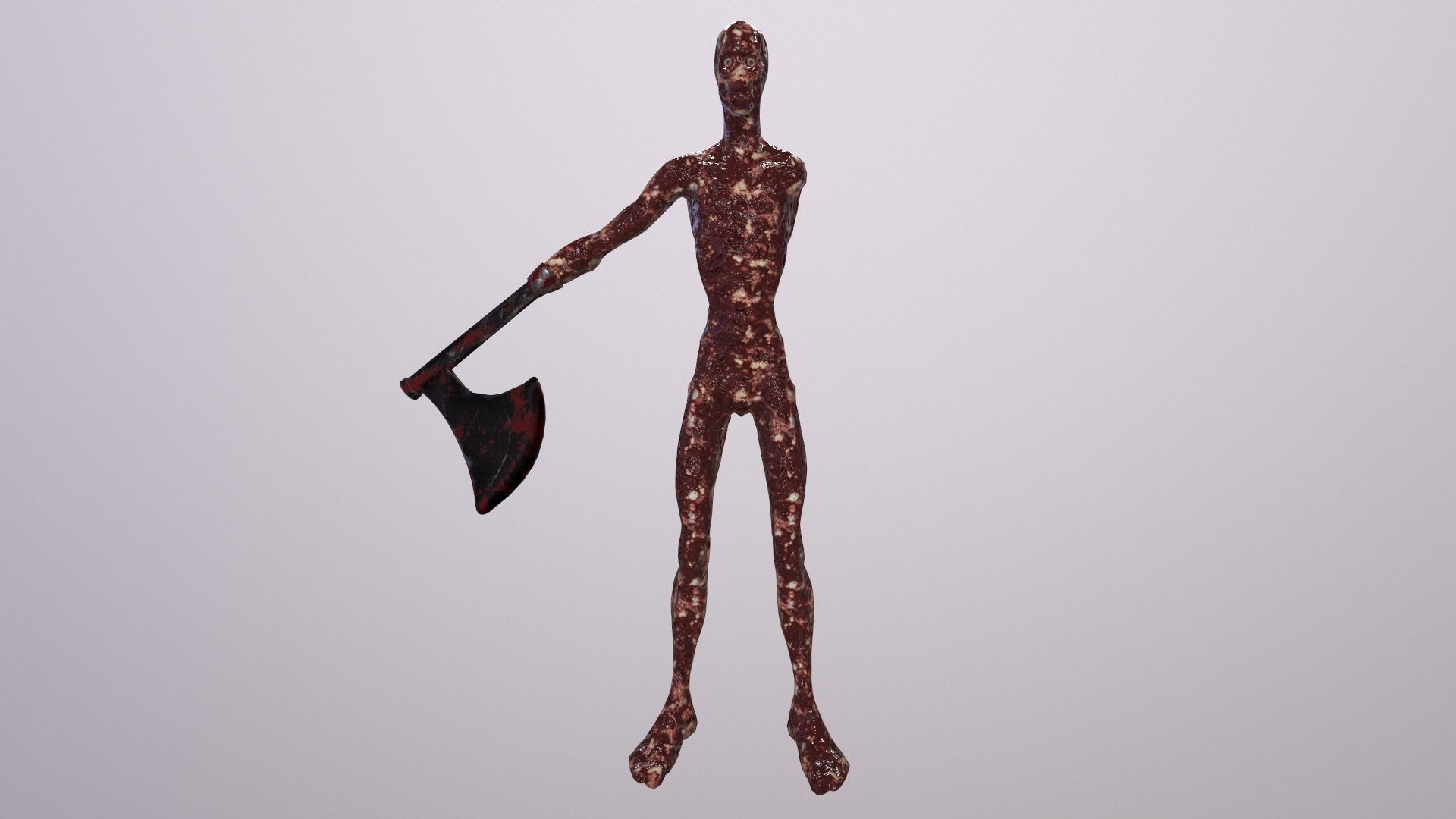 Thin Zombie With Axe Low-poly 3D model_79