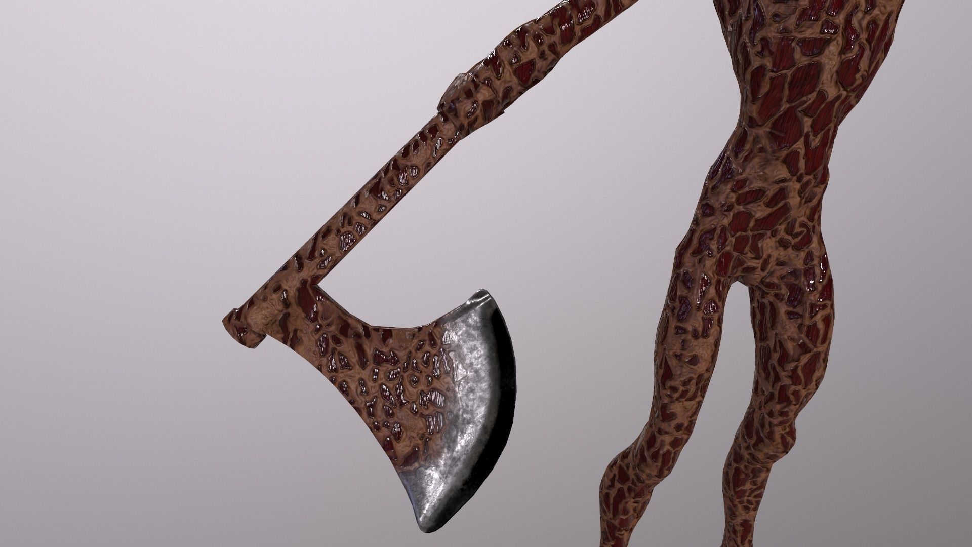 Thin Zombie With Axe Low-poly 3D model_60