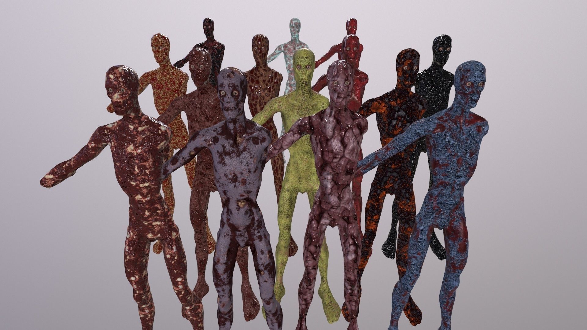 Thin Zombie With Axe Low-poly 3D model_122