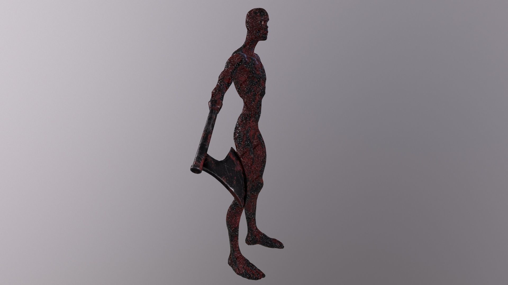 Thin Zombie With Axe Low-poly 3D model_8